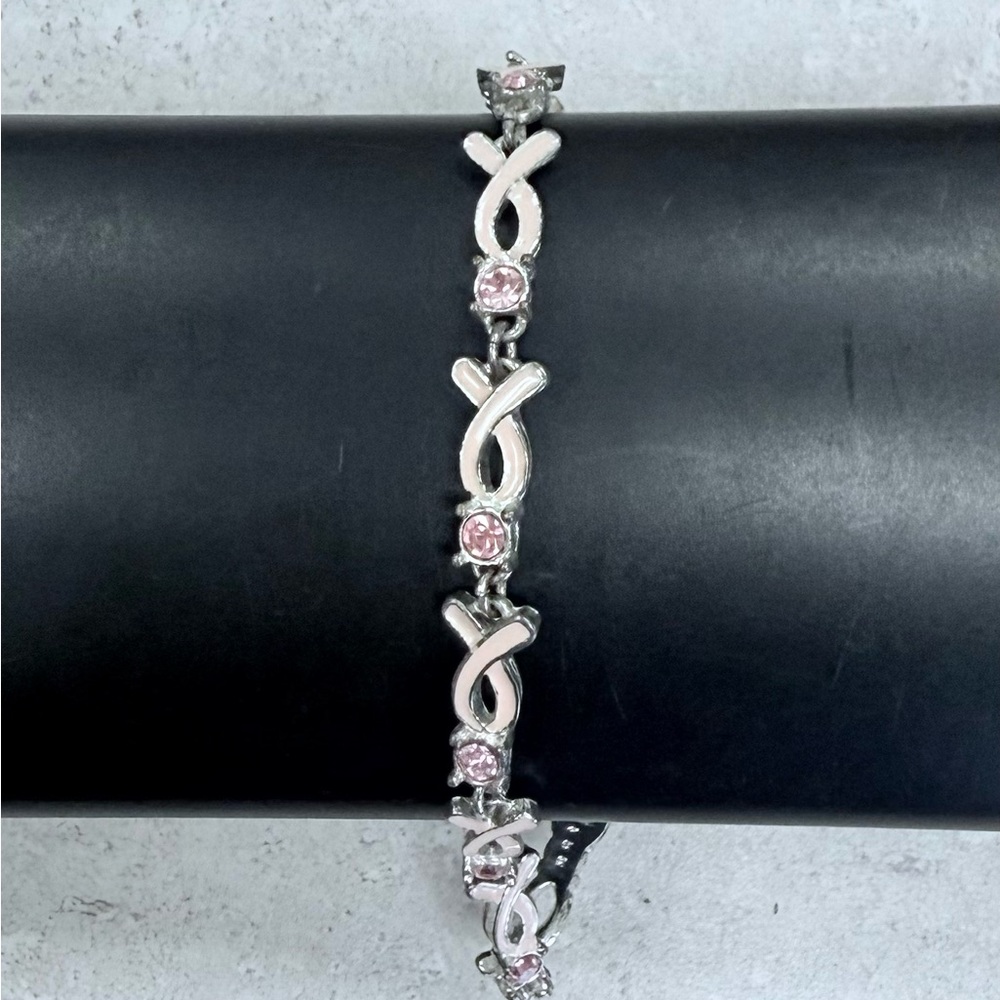 Avon Silver and Pink Gem Bracelet